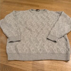 Carroll and Company classic Gray Cable Knit Crewneck Sweater XL Cashmere/wool
